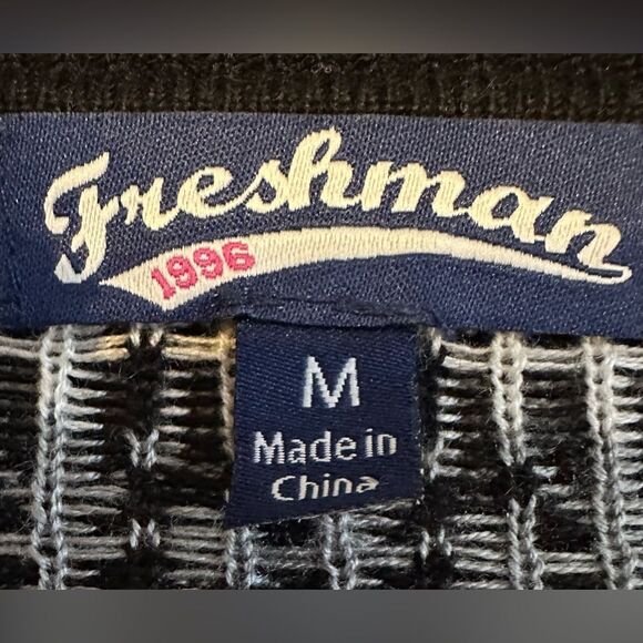 Freshman 1996 Women’s Black & White Knit Midi Dress w/ 3/4 Sleeves Size Medium - Picture 5 of 6